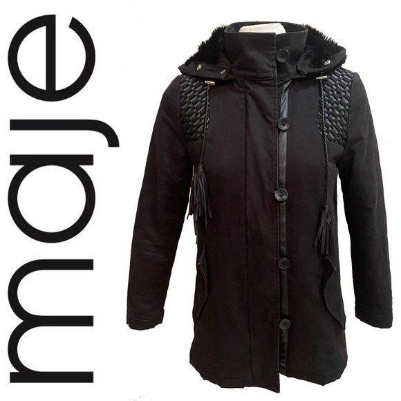MAJE Gove Quilted Parka Coat with Braided Details - Picture 1 of 14